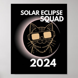 Poster Totalidade Eclipse Solar 2024 Cat Moon Sun Terra A