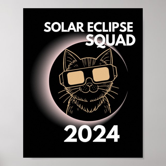Poster Totalidade Eclipse Solar 2024 Cat Moon Sun Terra A (Frente)