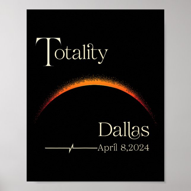 Poster Totalidade Eclipse Solar Dallas Texas Total Ce Sol (Frente)