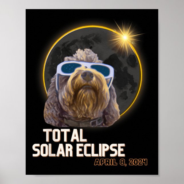 Poster Totalidade Eclipse Solar Goldendoododle com Eclips (Frente)