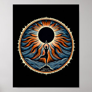 Poster Totalidade Eclipse Solar Total de 8 de Abril Mulhe