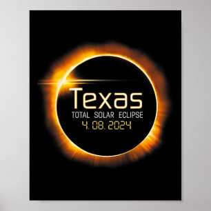 Poster Totalidade Usa do Eclipse Solar Texas 2024