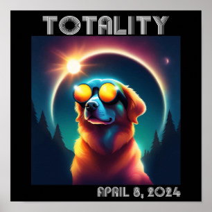 Poster Totality Solar Eclipse 8 de abril de 2024 Cachorro