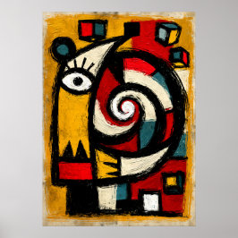 Poster Totem Espiral Cubista Primitivo Abstrato Ousado