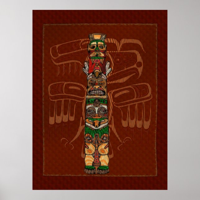 Poster Totem Native American Folk Art (Frente)