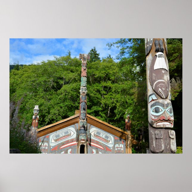 Poster Totem Poles E Hut, Alasca (Frente)