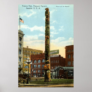 Póster Totem pólo, quadrado pioneiro., vintage 1915 de