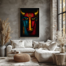 Totem Touro Primal Arte Abstrata – Expressionista