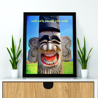 Totem Wood Face Foto Sorri com a citação dos dente