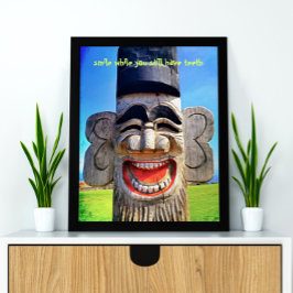 Poster Totem Wood Face Foto Sorri com a citação dos dente