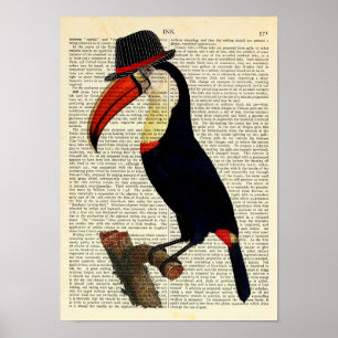 Poster Toucan Vestindo um chapéu, trilby, Ilustração V