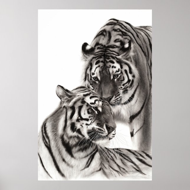 Poster Touch - Trabalho de arte de Tigre Original Pintado (Frente)