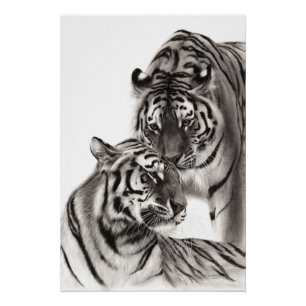 Póster Touch - Trabalho de arte de Tigre Original Pintado