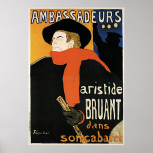 Poster Toulouse-Lautrec: Embaixadores Aristide Bruant