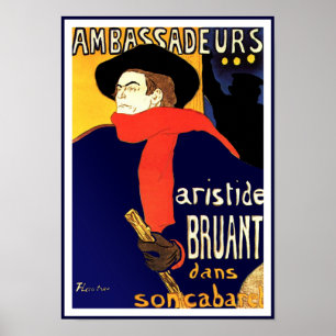 Poster Toulouse Lautrec embaixadores Aristide Bruant