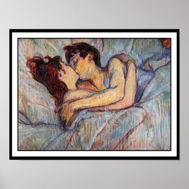 Póster Toulouse Lautrec - Na Cama - O Beijo (Frente)