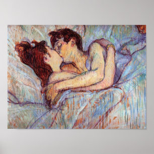 Poster Toulouse Lautrec - na cama os amantes da lésbica