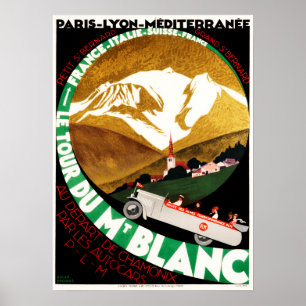 Poster Tour Du MONT BLANC Chamonix Old Swiss Viagem