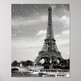 Poster Tour Eiffel, França - Black/ Faux Dourada Sprinkl