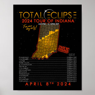 Poster Tour Total Solar Eclipse 2024 De Indiana Em 8 De A