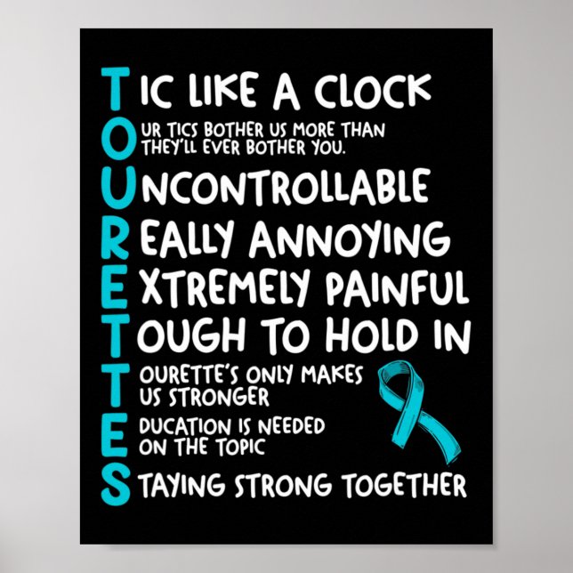 Poster Tourettes Significa Síndrome Tutelar da Faixa Teal (Frente)