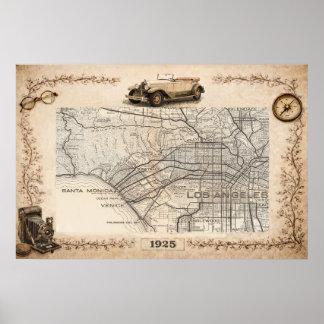 Poster Tourist Road Map of the Westside of Los Angeles 