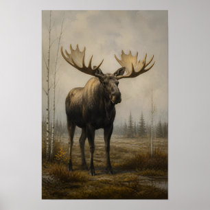 Poster Touro Alce em Arte de Parede de Vida Selvagem de B