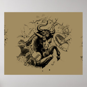 Póster Touro Constelação Hevelius 1690 Engrenando