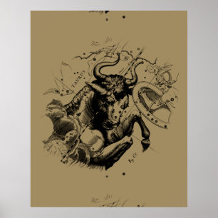 Póster Touro Constelação Hevelius 1690 Engrenando