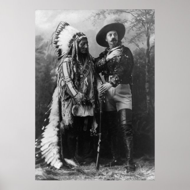 Póster Touro Sentado e Buffalo Bill Portrait de 1885 (Frente)