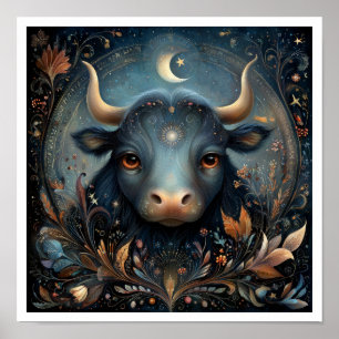 Poster Touro Signo do Zodíaco Astrologia Celestial
