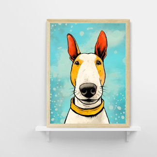 Poster Touro Terrier com Cão Colar Amarelo