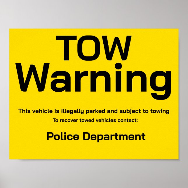 Poster Tow warning (Frente)