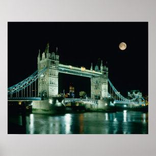Poster Tower Bridge at Night, London, Inglaterra
