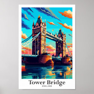 Poster Tower Bridge London England Viagem Art Vintage