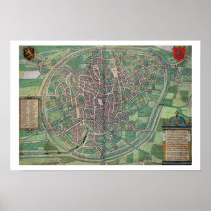 Poster Town Plan of Brussels, from 'Civitates Orbis Terra