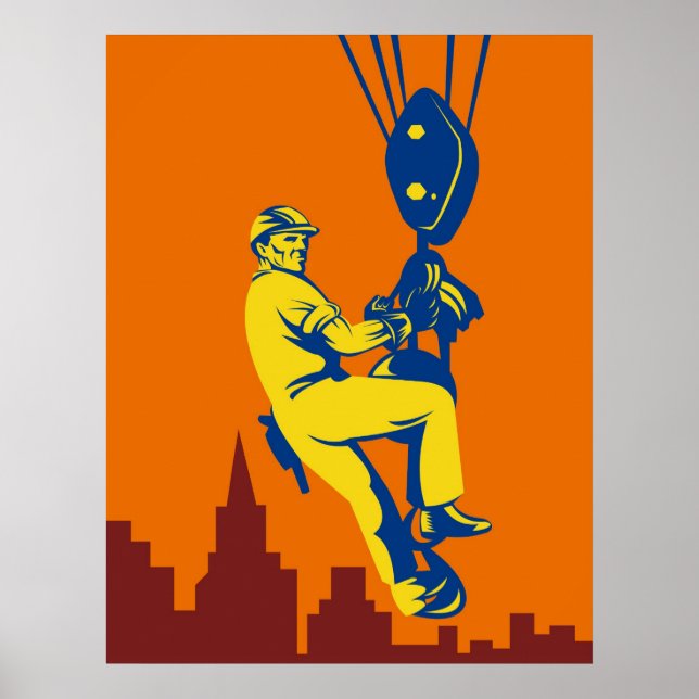 Poster trabalhador de construção no estilo de retro do ga (Frente)