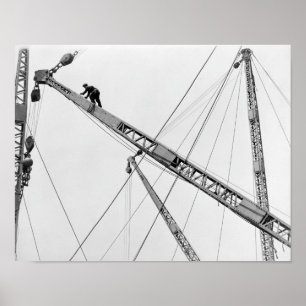 Poster Trabalhador de Construção Voando Alto