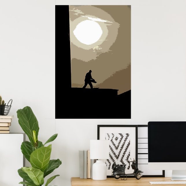 Poster Trabalhador de madrugada (Escritório em casa)