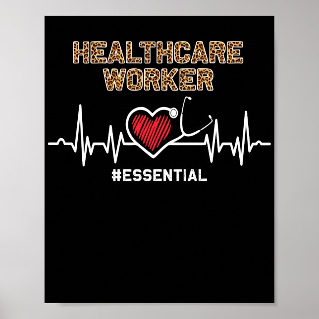 Poster Trabalhador de Saúde #Essencial Stetoscope Heartbe (Frente)