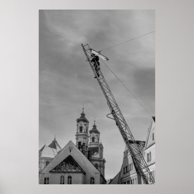 Poster Trabalhador Europeu de Luz Preto e Branco 1968 (Frente)