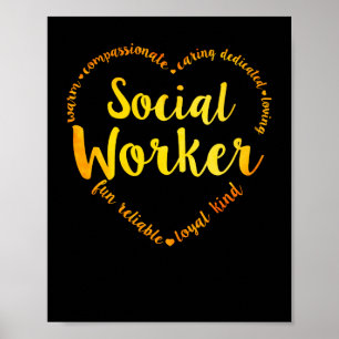 Poster Trabalhador Social Calor Cardíaco Cuidando Compai