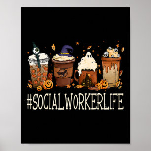 Poster Trabalhador Social Corre Queda Café Abóbora Abóbor