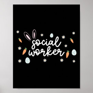 Poster Trabalhador Social Páscoa Escola Ovos Coelhinhos