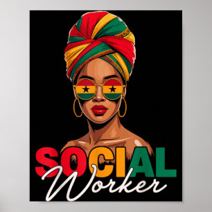 Poster Trabalhadora Social Mulher Afro Mês da História Ne