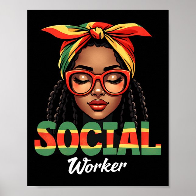 Poster Trabalhadora Social Mulheres Meninas Historia Negr (Frente)