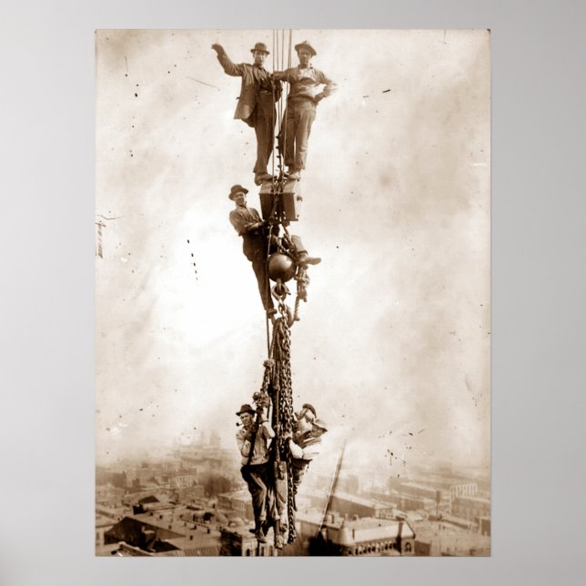 Poster Trabalhadores da Construção de Ferro Descem (Frente)