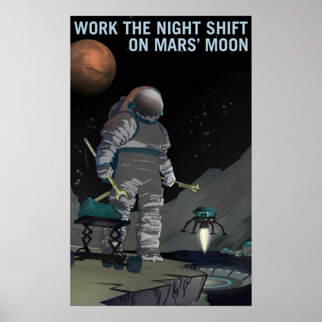 Poster TRABALHAR A NOITE NO MARS MOON NASA Explorers (Frente)