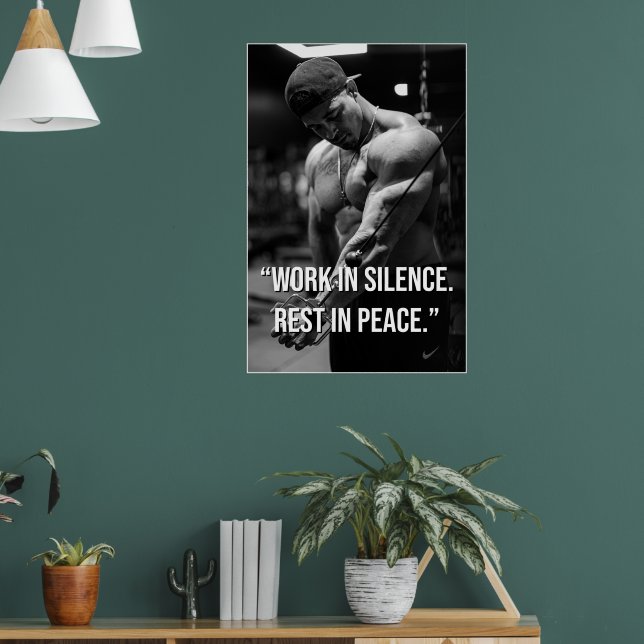 Poster Trabalhe em Silêncio Descanse em Paz Citação de Mo (Sala de Estar 1)