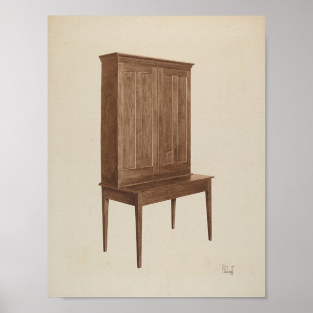 Poster TRABALHO DE ART Peter C. Ustinoff Desk c. 1940 (Frente)